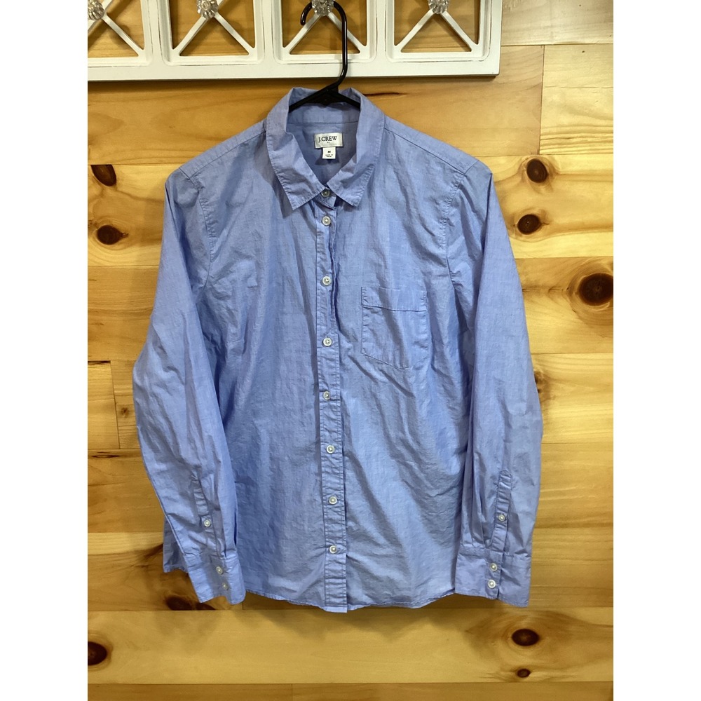 J. Crew Women Light Blue 100% Cotton Re-Imagined Button Down Shirt Size M